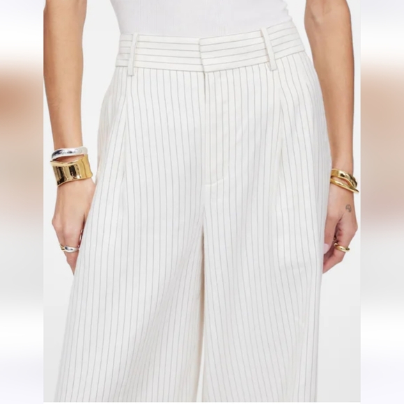 Madewell The Superwide-Leg Trouser in Pinstripe Linen Blend 0 $148 - Picture 1 of 10